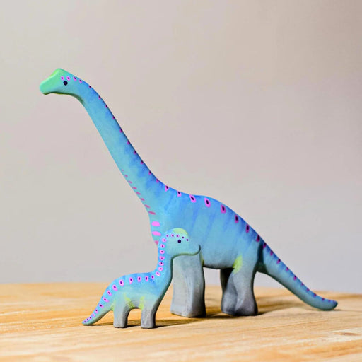 BumbuToys Handcrafted Wooden Dinosaur Set Brontosaurus Baby and Big from Australia