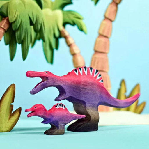BumbuToys Handcrafted Wooden Dinosaurs Spinosaurus Set of 2 for Small World Play from Australia