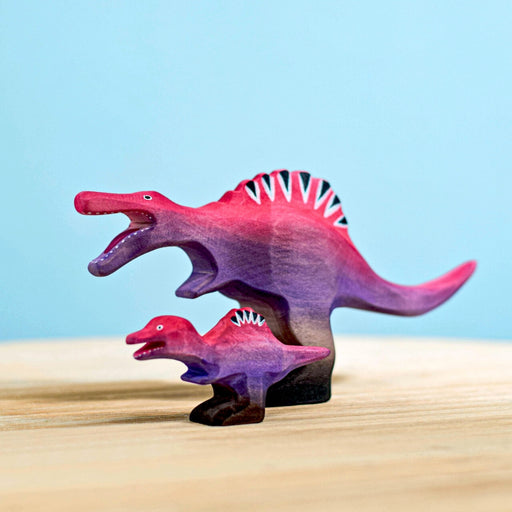 BumbuToys Handcrafted Wooden Dinosaurs Spinosaurus Set of 2 for Small World Play from Australia