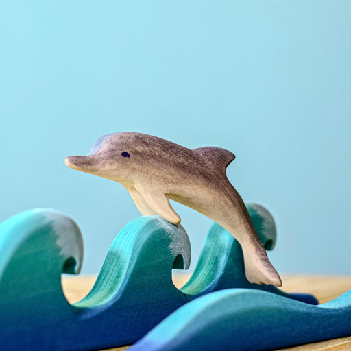 BumbuToys Handcrafted Wooden Dolphin from Australia with wooden waves