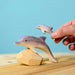 BumbuToys Handcrafted Wooden Baby Dolphin with Big Dolphin from Australia