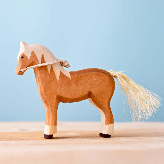 BumbuToys Handcrafted Wooden Farm Animals Blond Horse from Australia