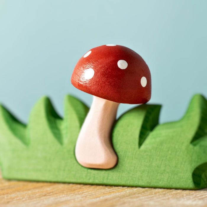 BumbuToys Wooden Figures - Mushroom & Grass - Set of 2