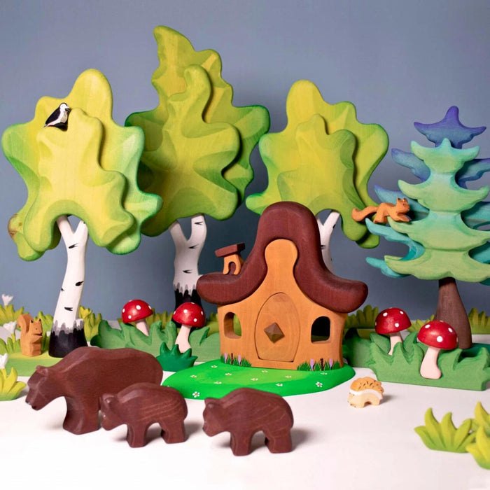 BumbuToys Wooden Figures - Mushroom & Grass - Set of 2