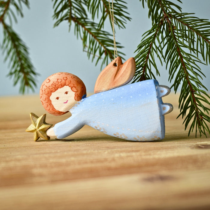 BumbuToys Handcrafted Wooden Hanging Christmas Angel Ornament from Australia