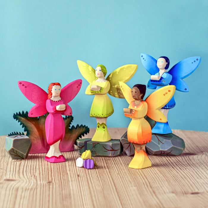 BumbuToys Mythical Creatures Handcrafted Wooden Fairyies for small world play from Australia