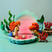 BumbuToys Handcrafted Wooden Mermaid in a small-world play setting in a small-world play setting