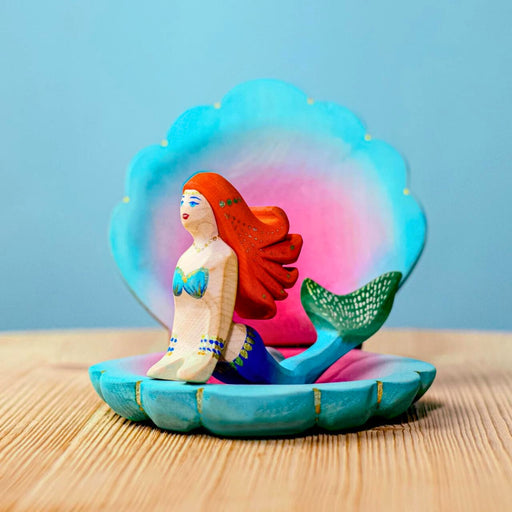 BumbuToys Handcrafted Wooden Mermaid and Shell Set from Australia