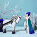 BumbuToys Handcrafted Wooden Snow Queen Figure, Sleigh, and White Horse Set from Australia in a small-world play setting