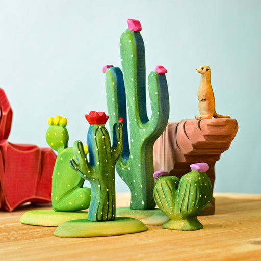 BumbuToys Handcrafted Wooden Plant Figure Cacti for Small World Play from Australia