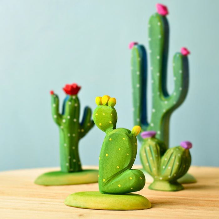 BumbuToys Handcrafted Wooden Plant Figure Cactus Prickly Pear for Small World Play from Australia