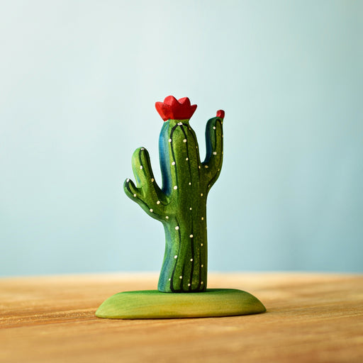 BumbuToys Handcrafted Wooden Plant Figure Cactus Saguaro for Small World Play from Australia