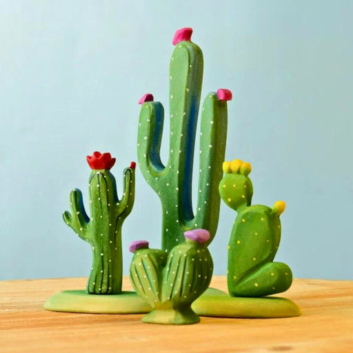 BumbuToys Handcrafted Wooden Plant Figure Cacti Set of 4 for Small World Play from AustraliaBumbuToys Handcrafted Wooden Plant Figure Cacti Set of 4 for Small World Play from Australia