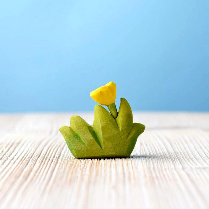 BumbuToys Handcrafted Wooden Plant Figure Small Grass with Yellow Flowers  from Australia