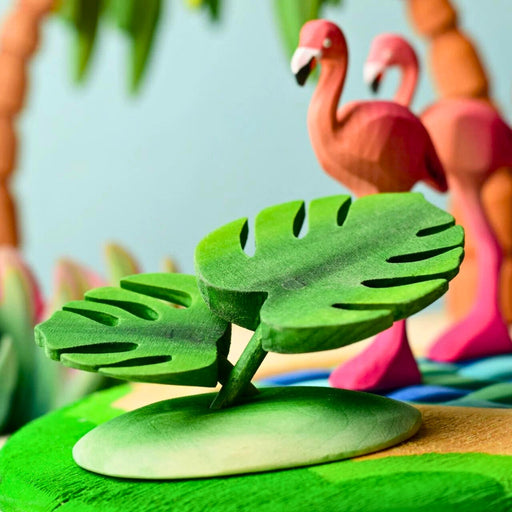 BumbuToys Handcrafted Wooden Plant Figure Monstera for Small World Play from Australia