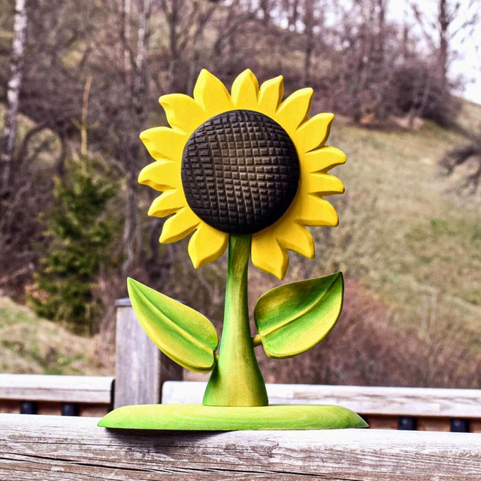 BumbuToys Large Handcrafted Wooden Figure Sunflower for Small World Play from Australia