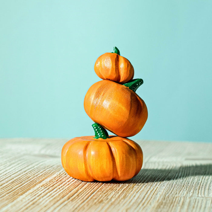 BumbuToys Handcrafted Wooden Plant Figures Pumpkins Set of 3 from Australia