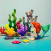 BumbuToys Handcrafted Wooden Seascape Figure Digitate Coral from Australia in a small-world play setting
