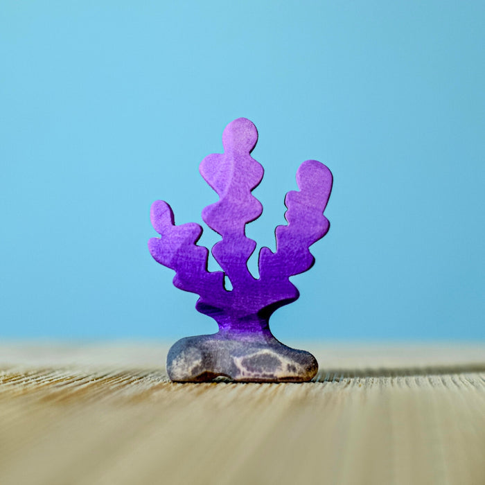 BumbuToys Handcrafted Wooden Sea Creature Figure Purple Seaweed from Australia