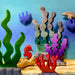 BumbuToys Handcrafted Wooden Sea Creature Figure Purple Seaweed from Australia in a small-world play setting