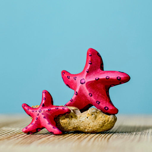 BumbuToys Handcrafted Wooden Starfish Set in Red from Australia