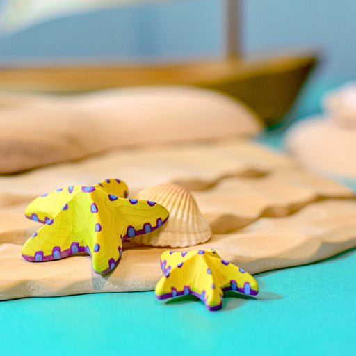 BumbuToys Handcrafted Wooden Starfish Set in Yellow from Australia