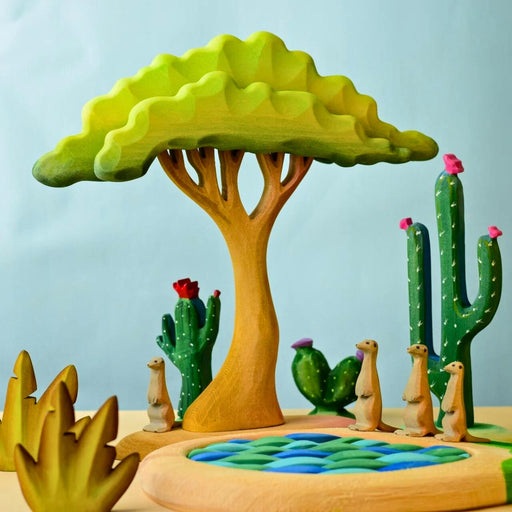 BumbuToys Large Handcrafted Wooden Acacia Tree for Small World Play from Australia