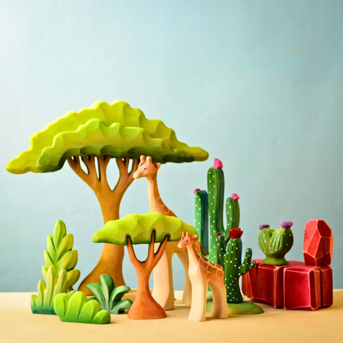 BumbuToys Handcrafted Wooden Tree Small Acacia for Small World Play from Australia