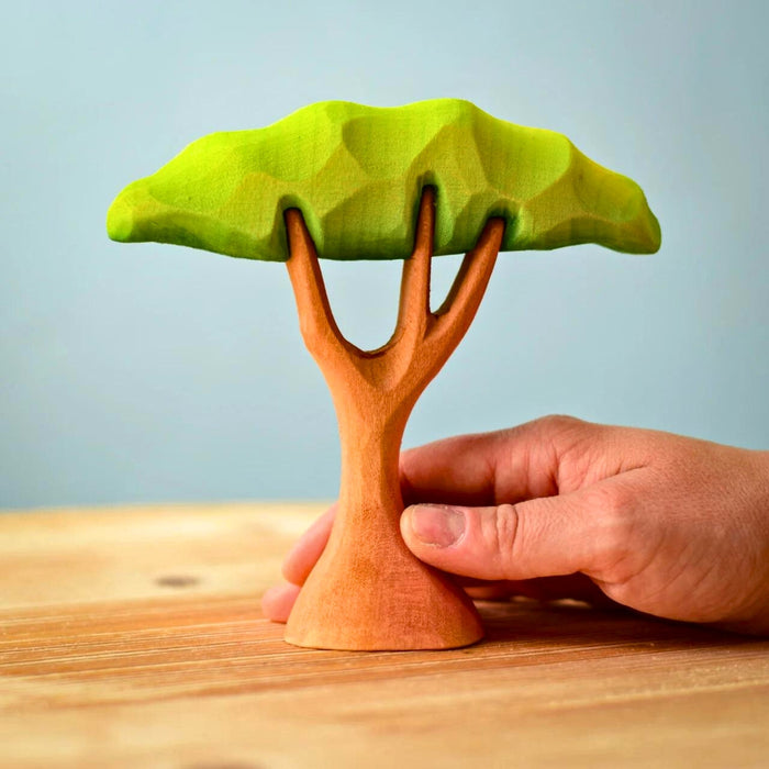 BumbuToys Handcrafted Wooden Tree Small Acacia for Small World Play from Australia