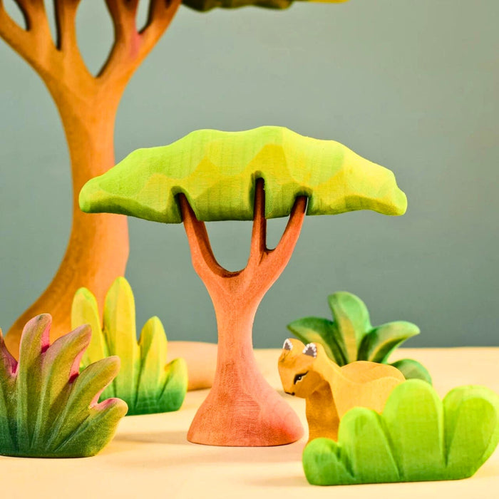 BumbuToys Handcrafted Wooden Tree Small Acacia for Small World Play from Australia