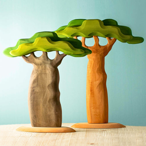 BumbuToys Handcrafted Wooden Tree Baobabs Set of 2 from Australia