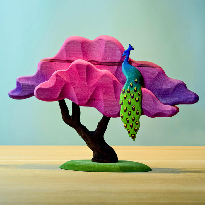 BumbuToys Handcrafted Wooden Tree Japanese Maple from Australia in a small-world play setting