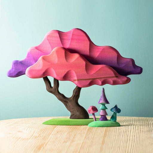BumbuToys Handcrafted Wooden Tree Japanese Maple from Australia in a small-world play setting