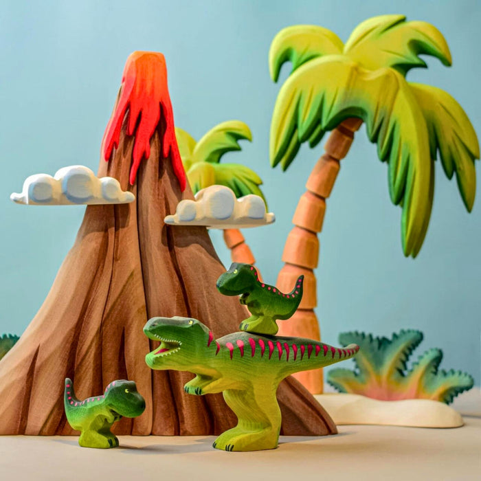 BumbuToys Handcrafted Wooden Tree Palm from Australia in a small-world play setting