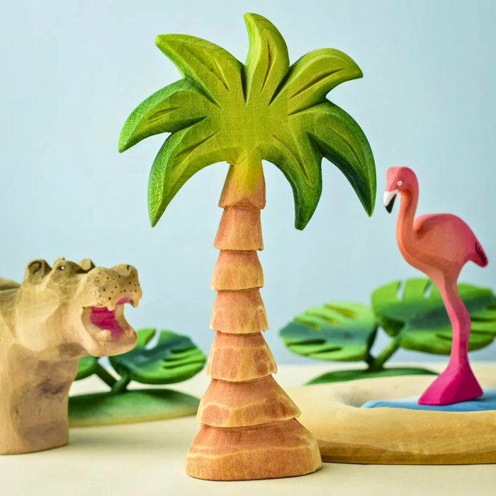 BumbuToys Handcrafted Wooden Tree Small Palm for Small World Play from Australia