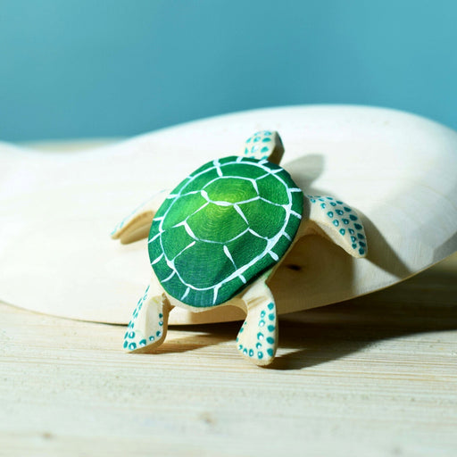BumbuToys Handcrafted Wooden Turtle in Green from Australia
