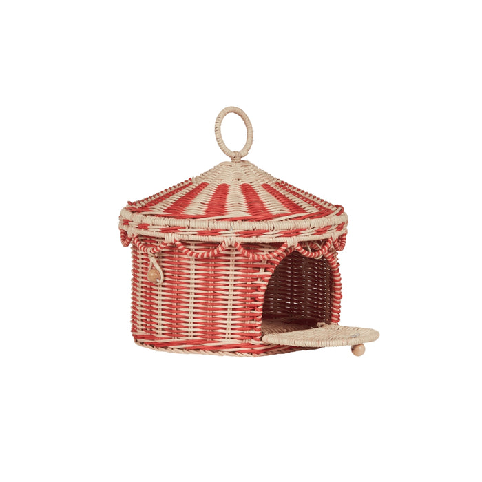 OEKBAS-CIR-RE Circus Tent Basket - Red &  Straw