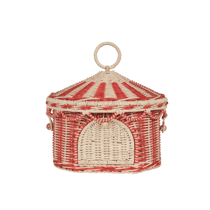 OEKBAS-CIR-RE Circus Tent Basket - Red &  Straw