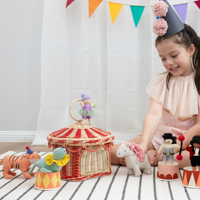 OEKBAS-CIR-RE Circus Tent Basket - Red &  Straw