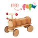 Dynamiko Wooden Ride On - Caterpillar Red + FREE Rhino Wooden Figure