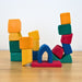 Gluckskafer Coloured Wooden Toy Blocks 6cm Thick, 17 Pieces in Net Bag from Australia