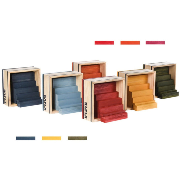 KAPLA Blocks Building Planks 40 Squares  Set All Colours in Wooden Case from Australia