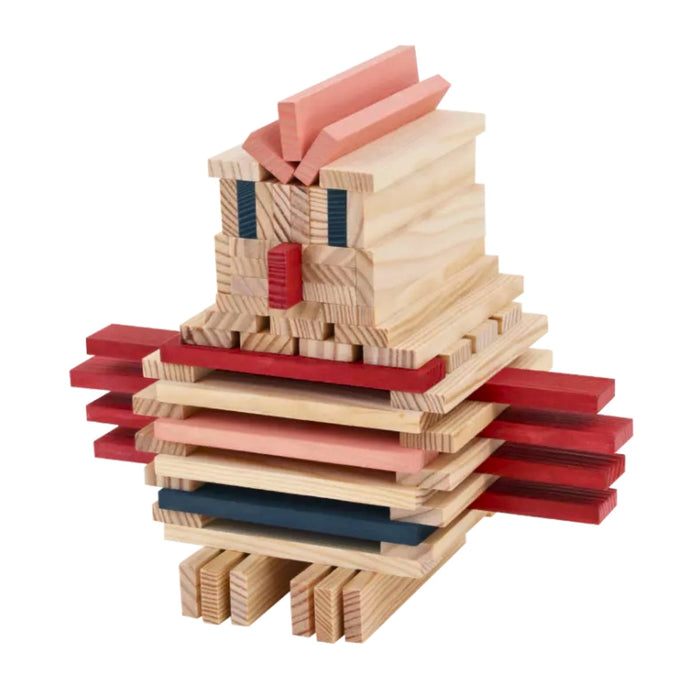 Kapla Challenge Wooden Building Planks 120 Natural, Dark Blue, Pink & Red Set Box from Australia