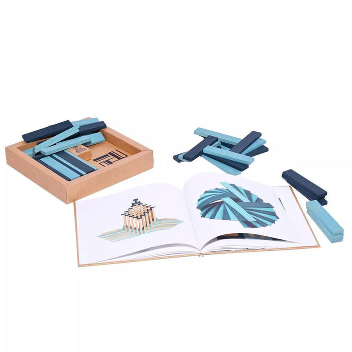 KAPLA Blocks Building Planks & Art Book 40 Two Colours Light Blue & Dark Blue Set from Australia