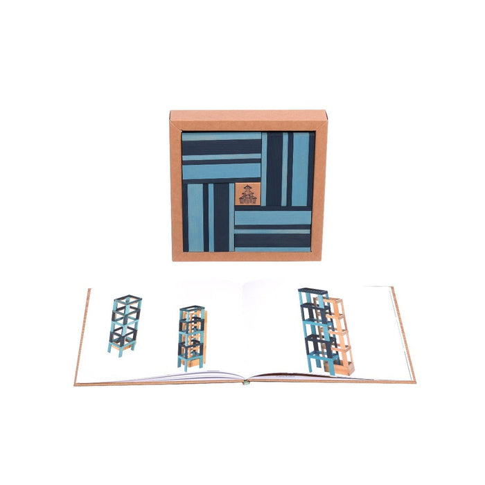 KAPLA Blocks Building Planks & Art Book 40 Two Colours Light Blue & Dark Blue Set from Australia