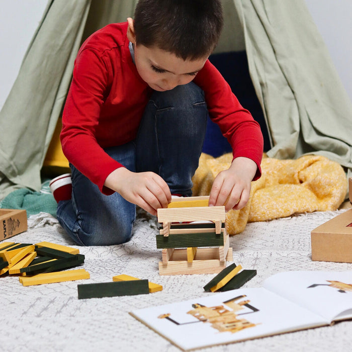 KAPLA Blocks Building Planks & Art Book 40 Yellow & Green from Australia