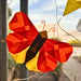 Yellow and Red Flowers and Insects Folding Paper Window Art from Australia