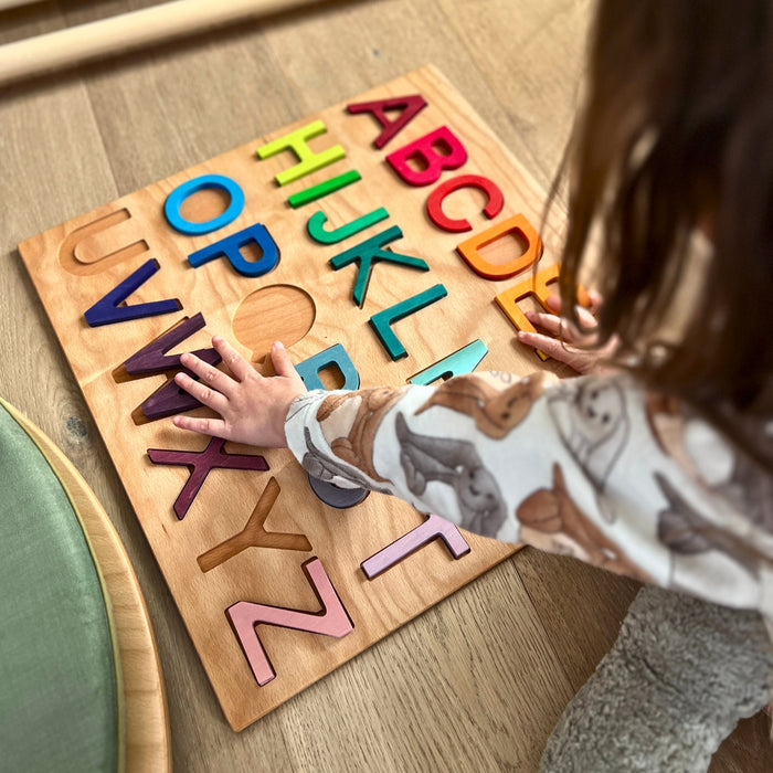 60360 Grimm's Wooden ABC Game in frame