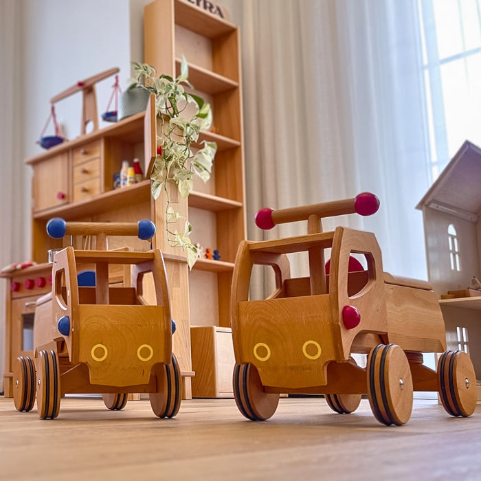 Dynamiko Wooden Ride On Transporter 'Fred' Red and Blue from Australia