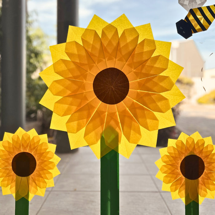 Yellow and Red Flowers and Insects Folding Paper Window Art from Australia